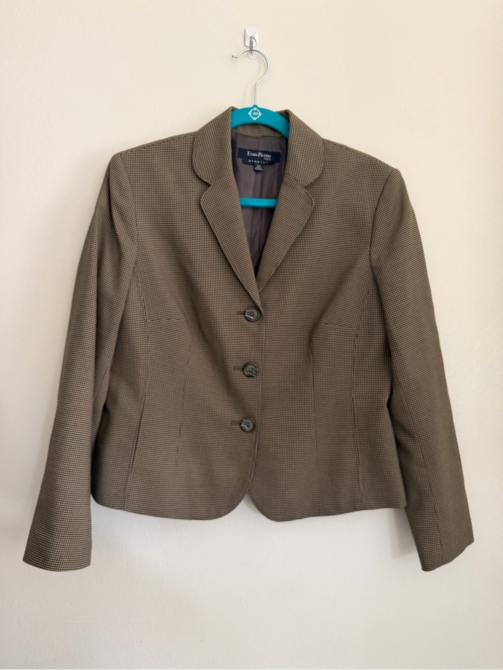 EVAN-PICONE Stretch Blazer / Suit Jacket - Women's Size 12P - Brown Houndstooth